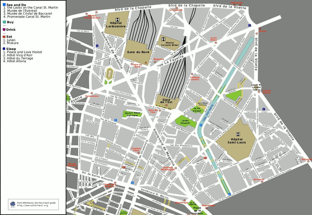 Kaart van het 10e arrondissement van Parijs