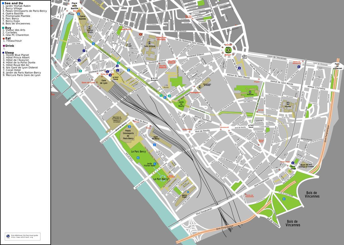 Kaart van het 12e arrondissement van Parijs