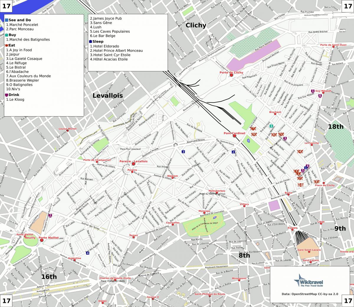 Kaart van het 17e arrondissement van Parijs