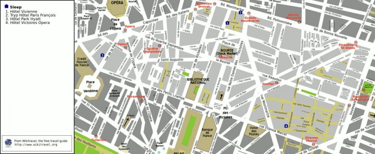 Kaart van het 2e arrondissement van Parijs
