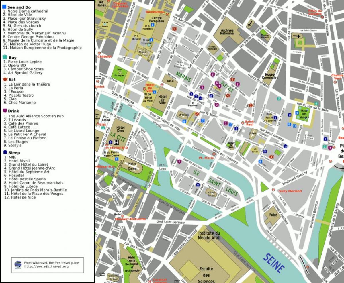 Kaart van het 4e arrondissement van Parijs