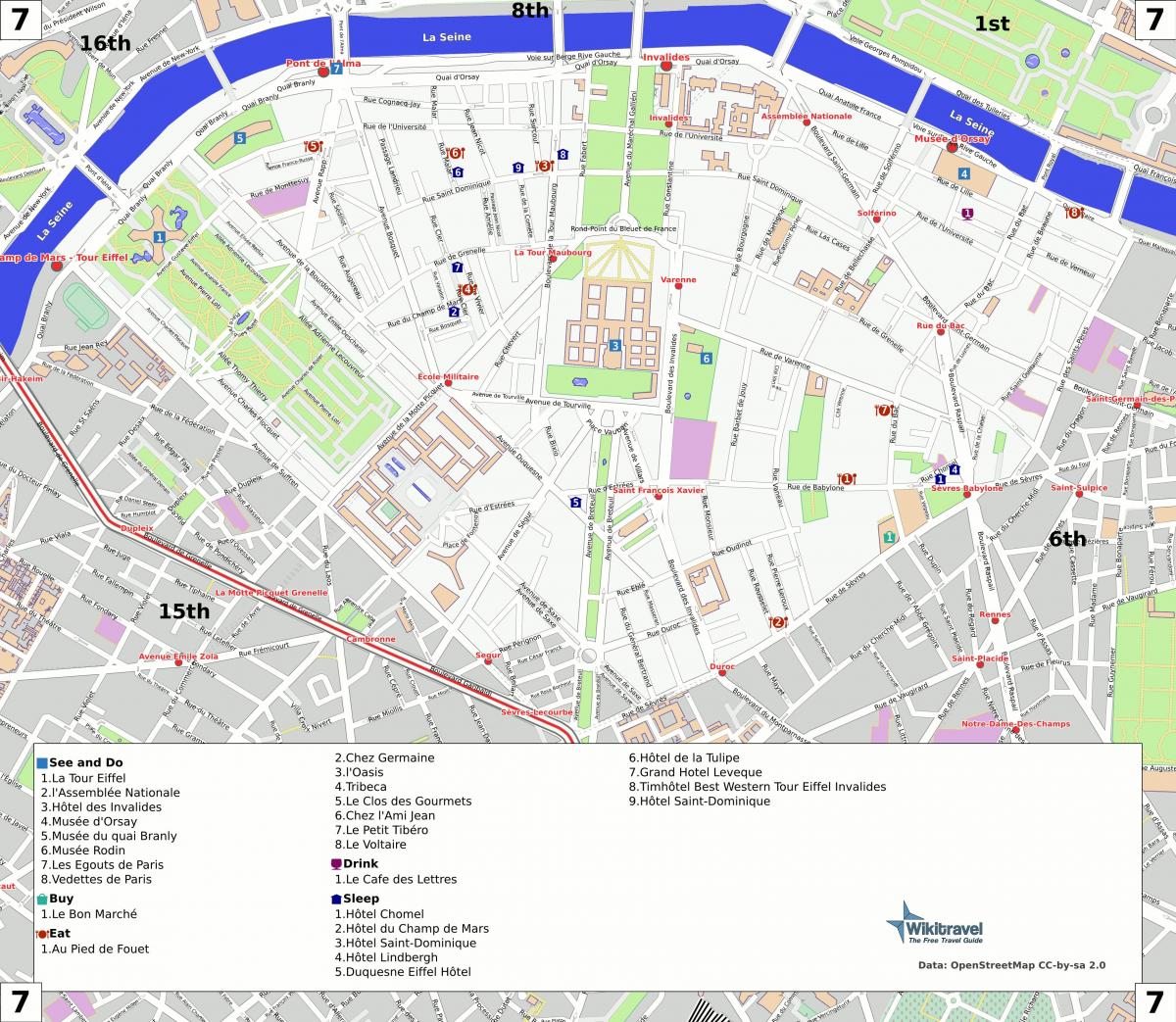 Kaart van het 7e arrondissement van Parijs