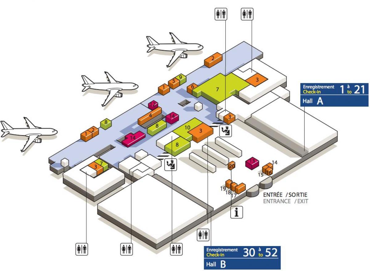 Kaart van CDG vliegveld terminal 3