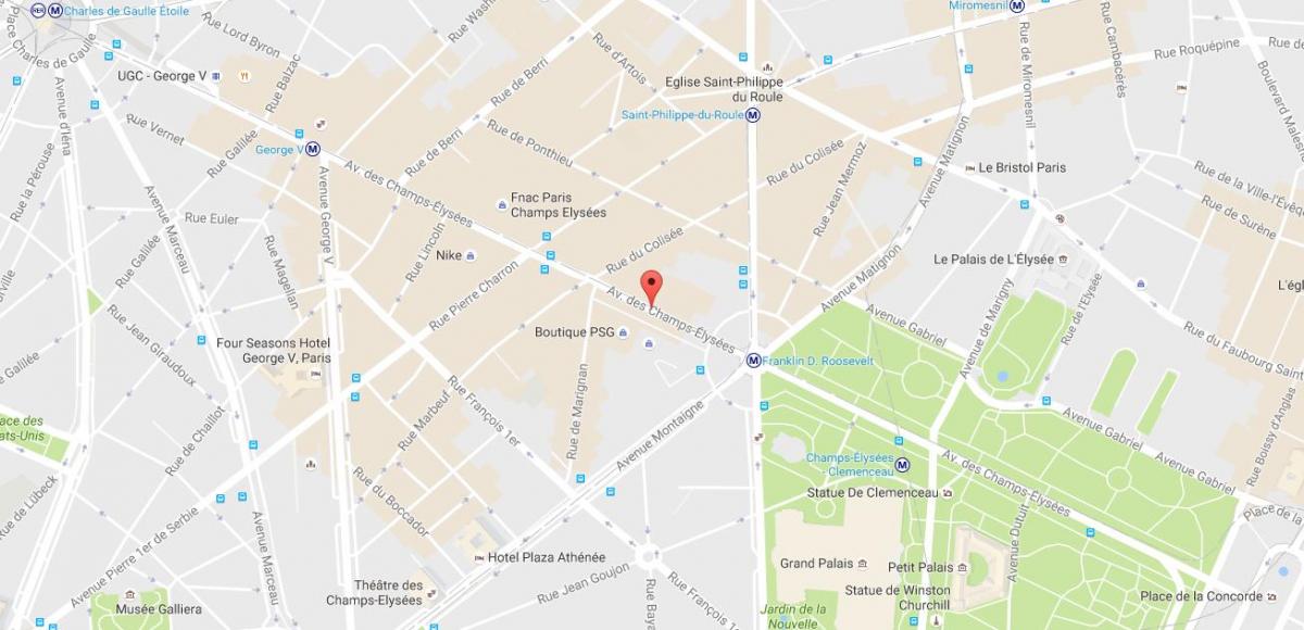 Kaart van de Avenue des Champs-Élysées
