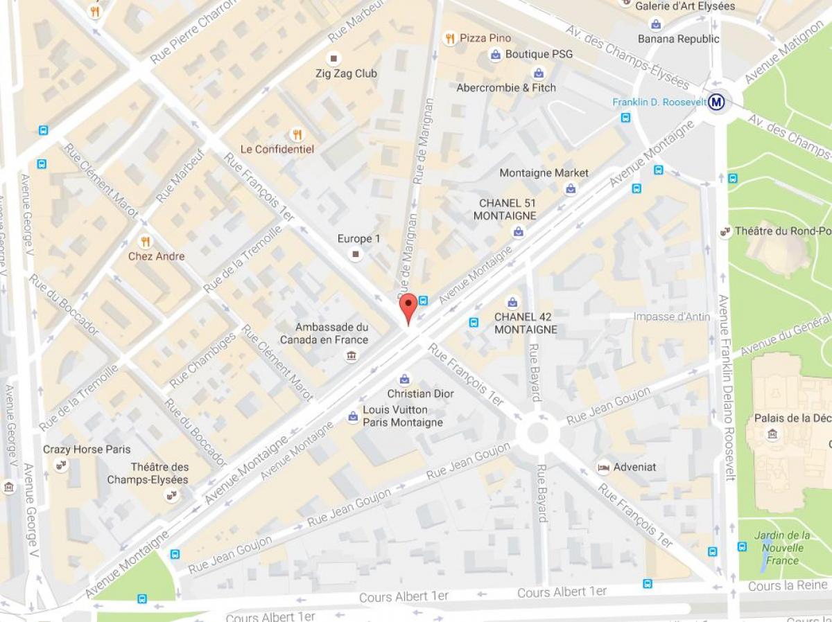 Kaart van de Avenue Montaigne