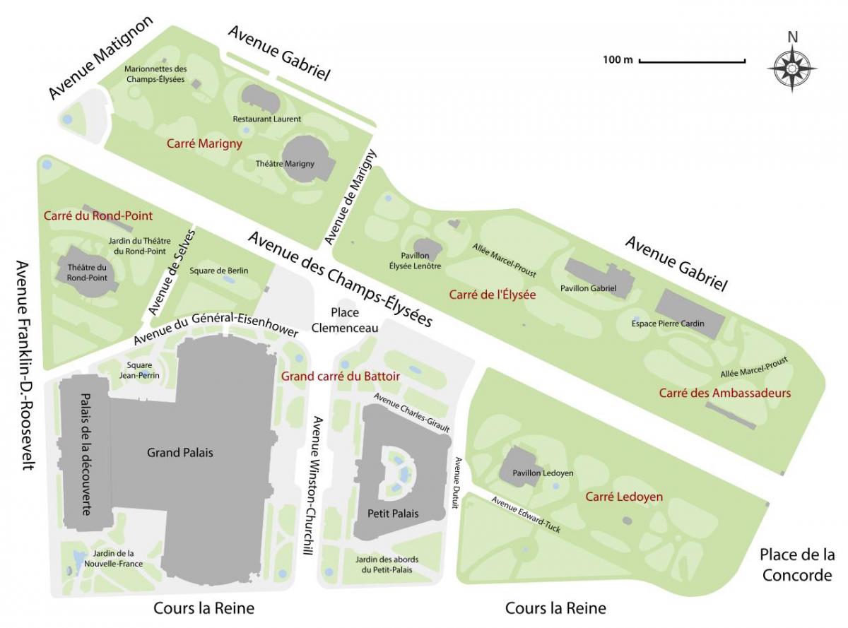 Kaart van De Jardin des Champs-Élysées