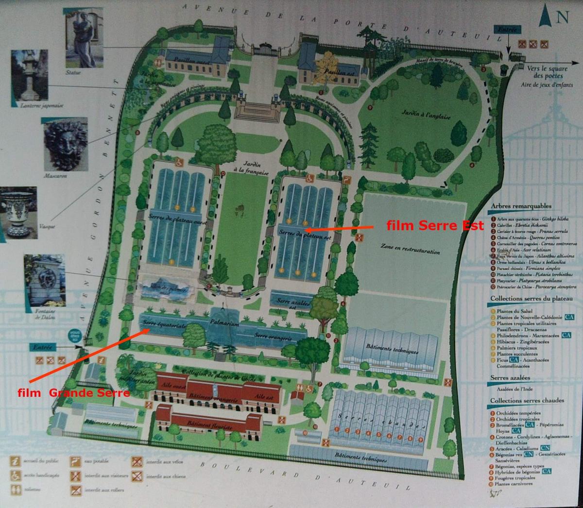 Kaart van De Jardin des Serres d ' Auteuil