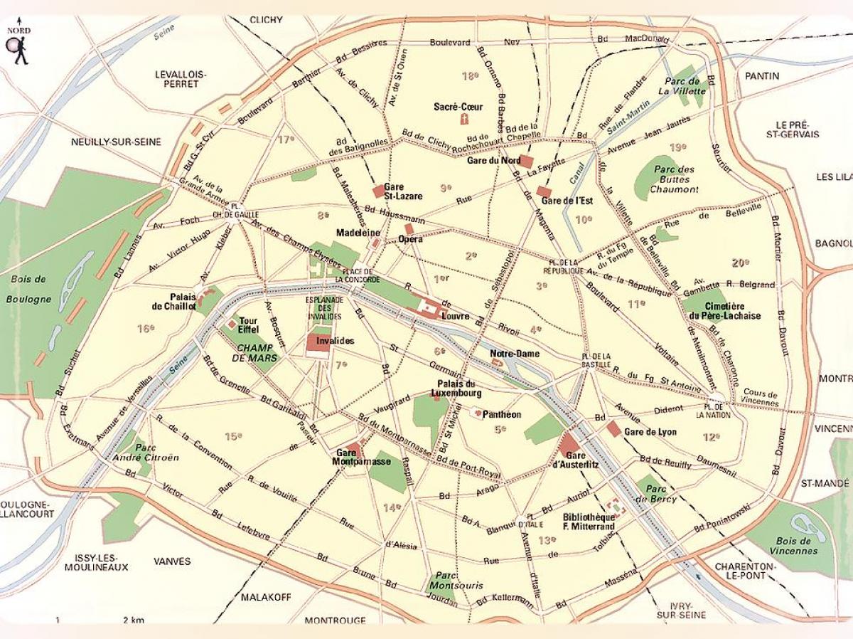 Kaart van De Parijse Parken