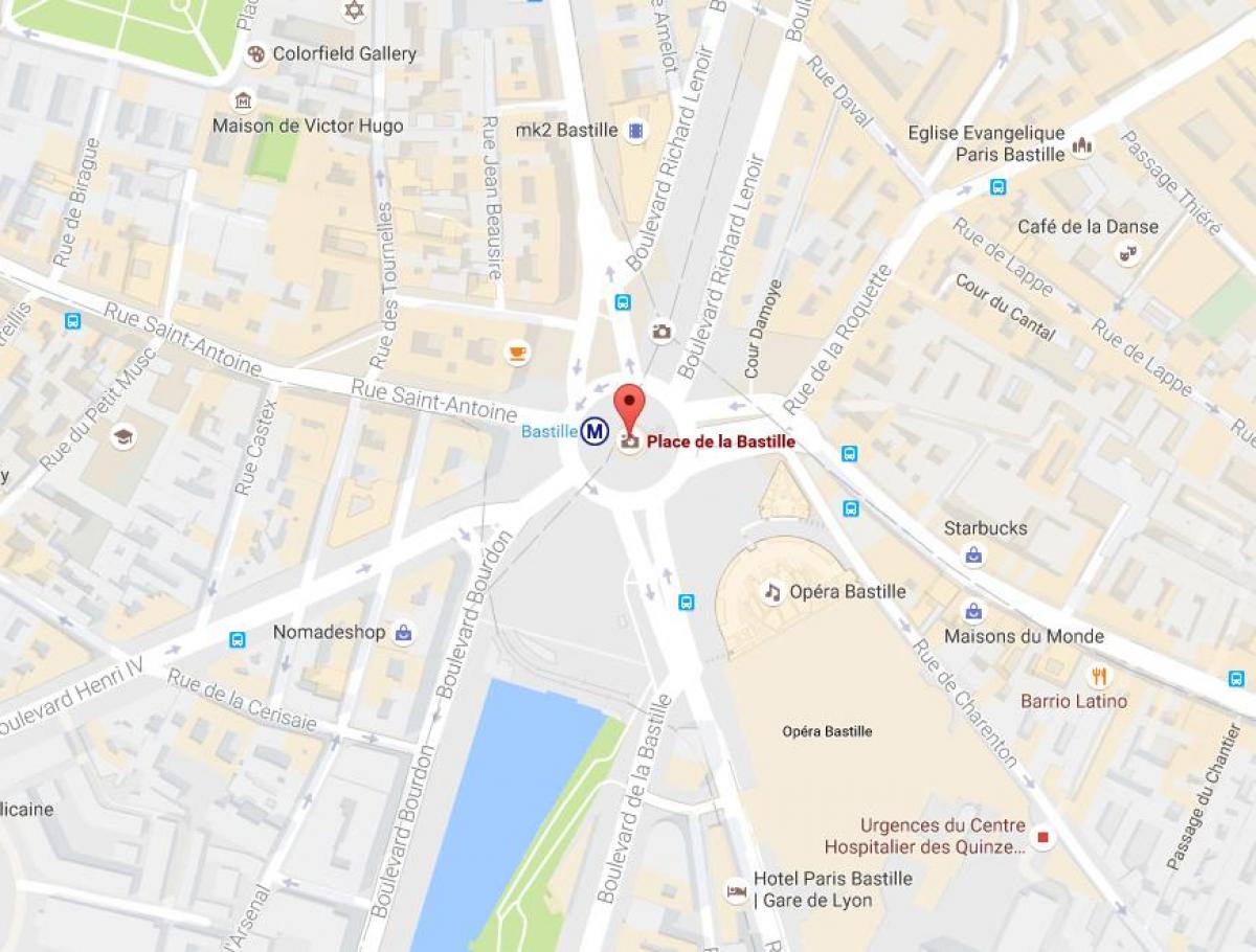 Kaart van Het Place de la Bastille
