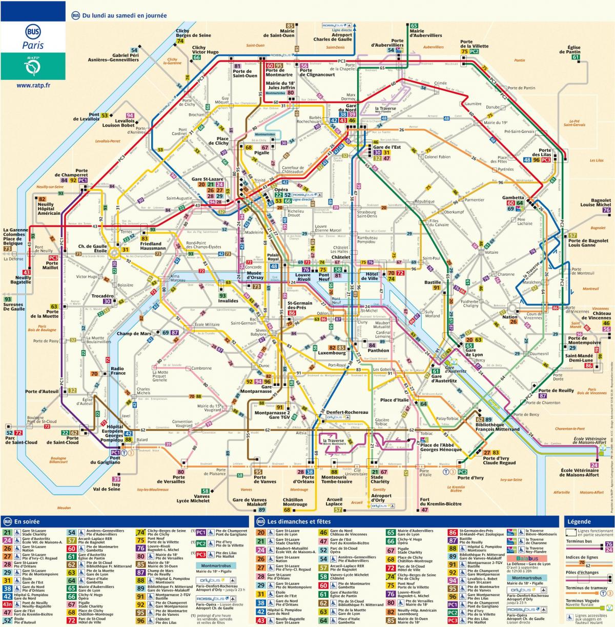 Kaart van de RATP bus