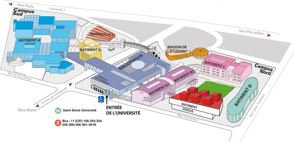 Kaart van de Universiteit van Paris 8e