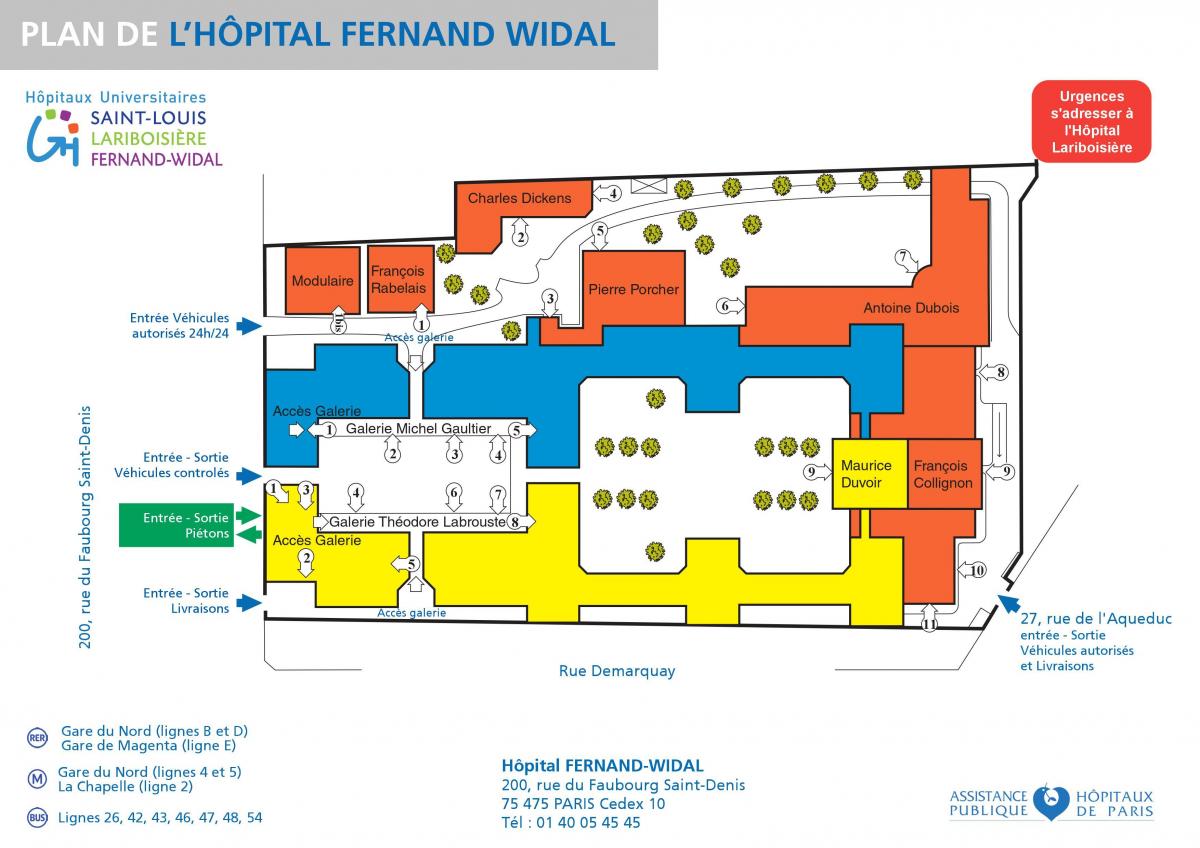 Kaart van Fernand-Widal ziekenhuis