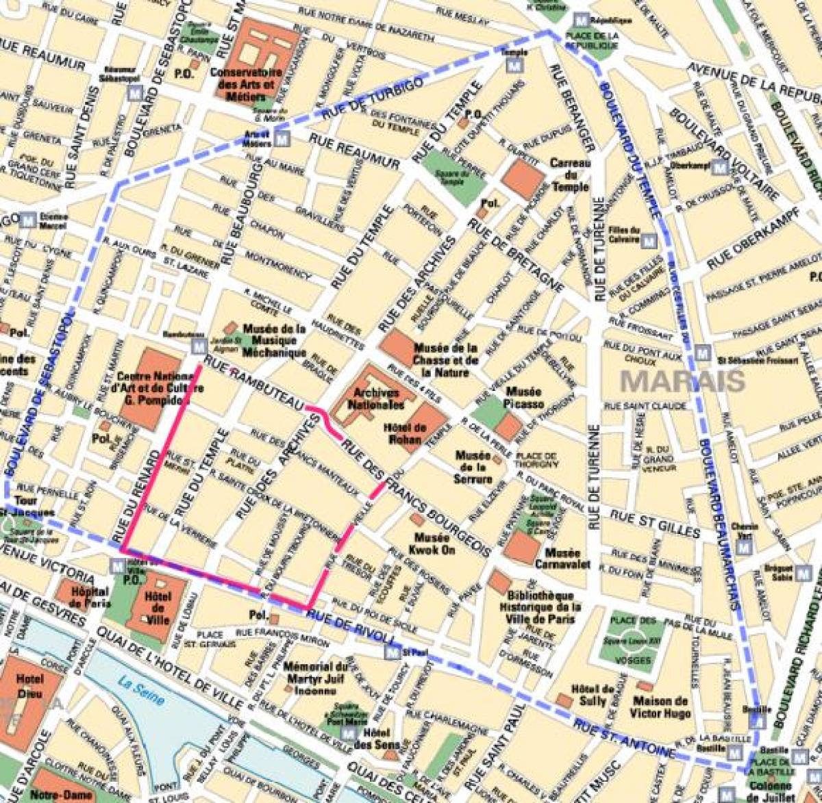 Kaart van de Gay district van Parijs