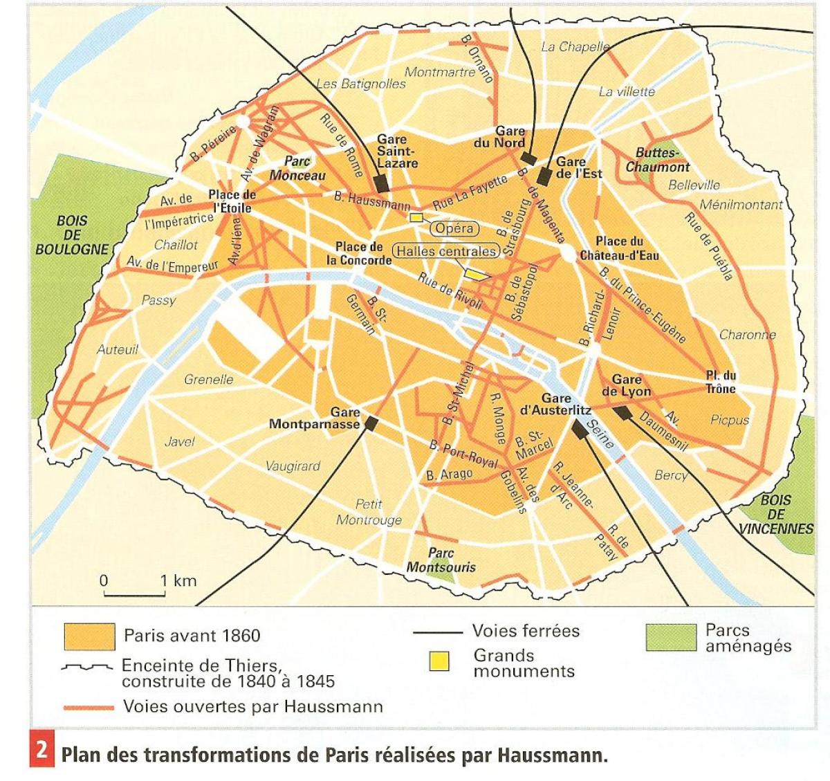 Kaart van Haussmann Parijs