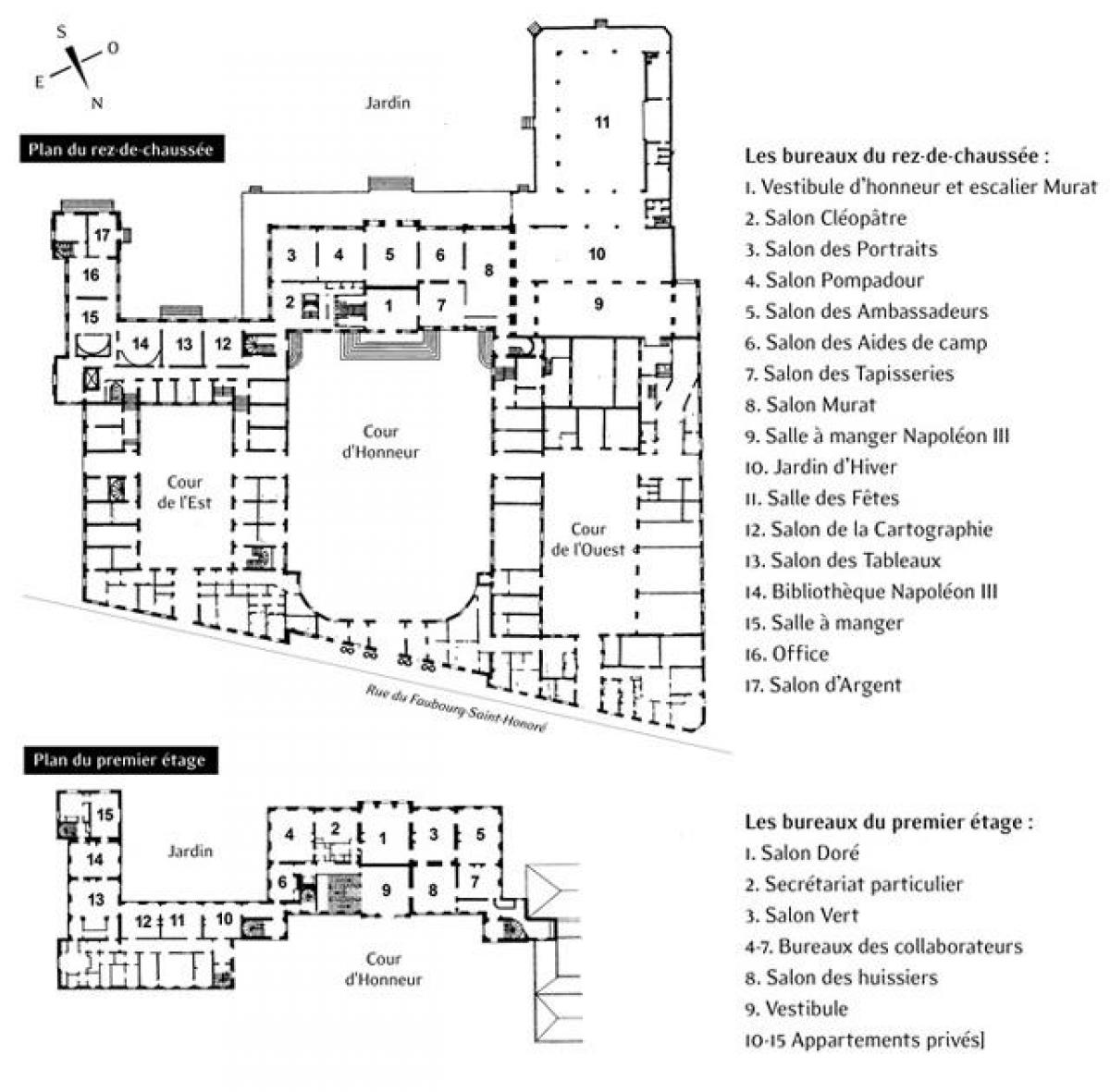 Kaart van Het Elysee Paleis