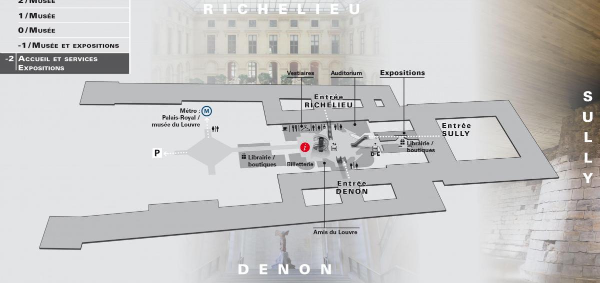 Kaart van Het Louvre Museum Niveau -2