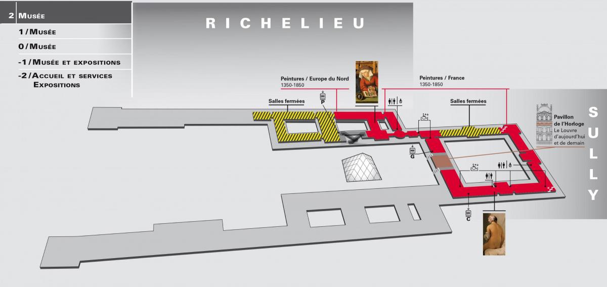 Kaart van Het Louvre Museum Niveau 2