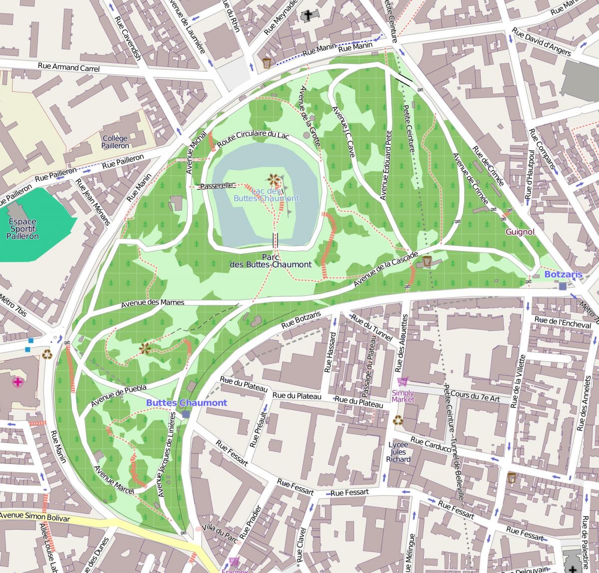 Kaart van Het Parc des Buttes-Chaumont