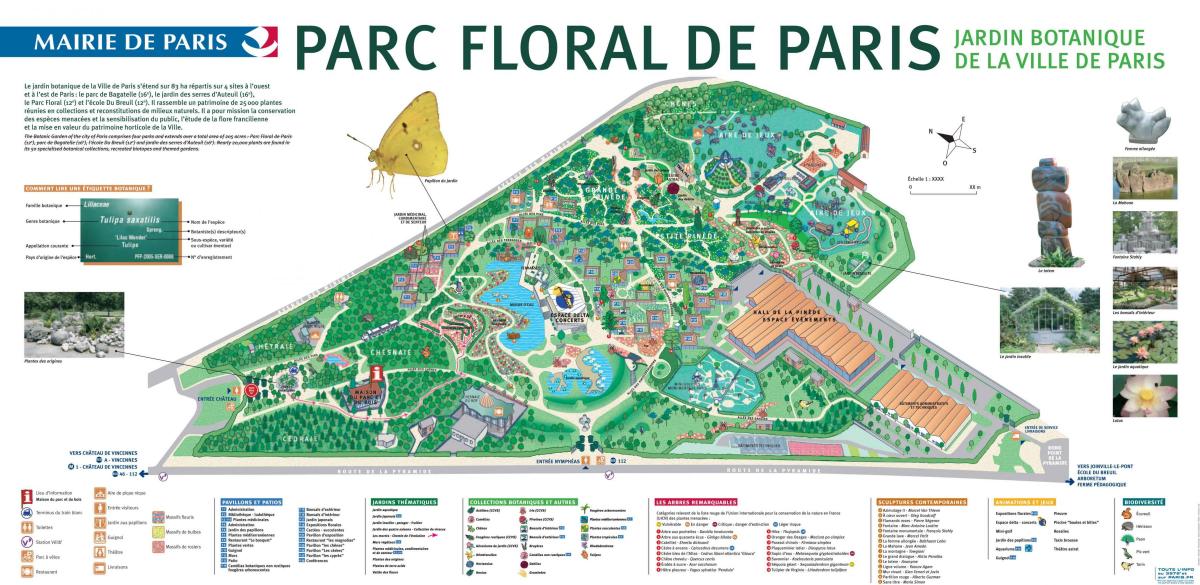 Kaart van het Parc floral De Paris