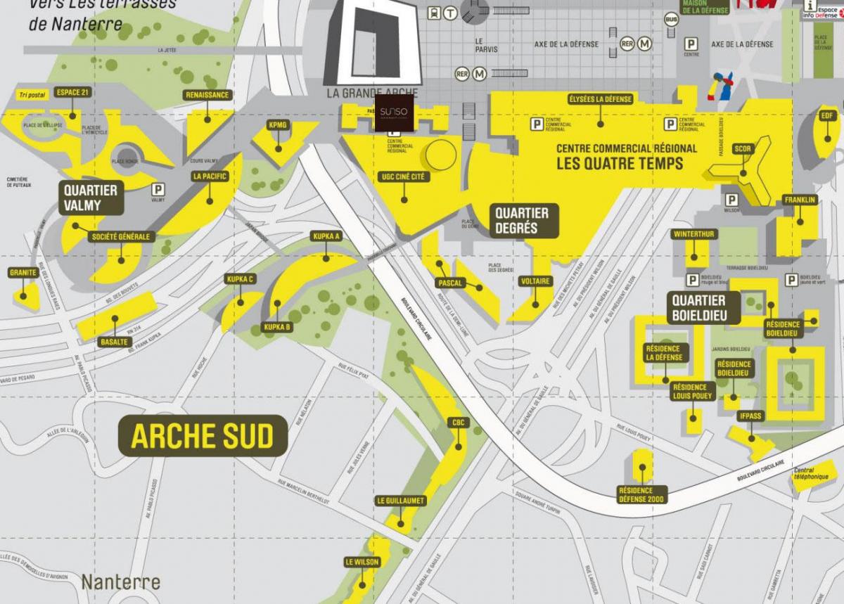 Kaart van La Défense Zuid Arche