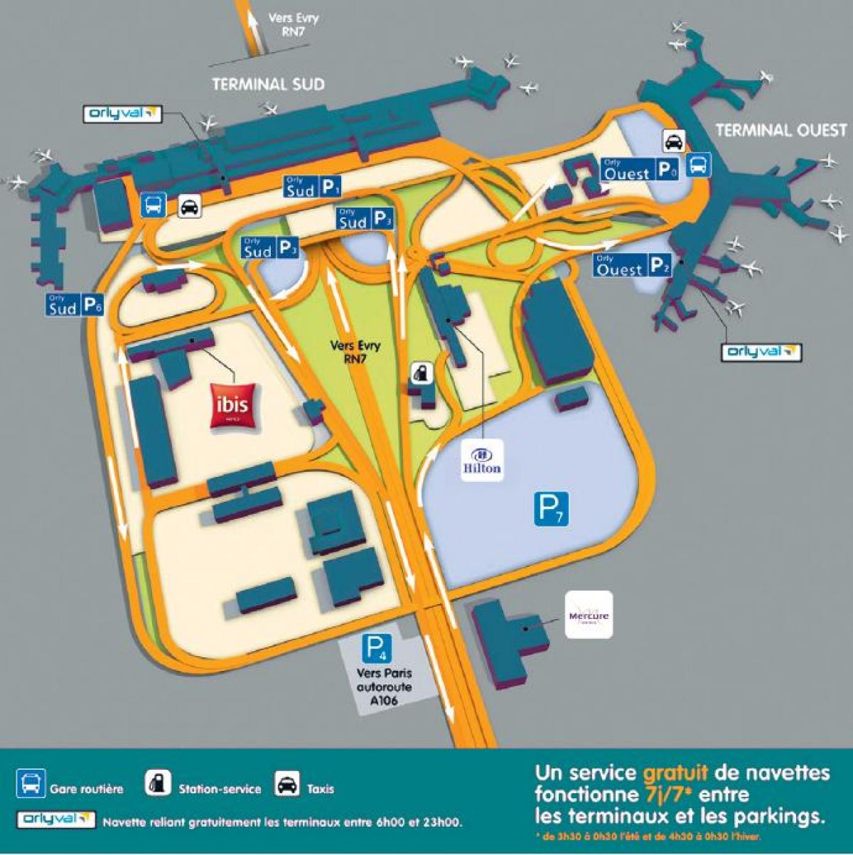 Kaart van de luchthaven Orly