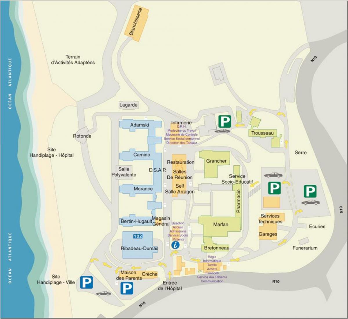 Kaart van Marin de Hendaye ziekenhuis