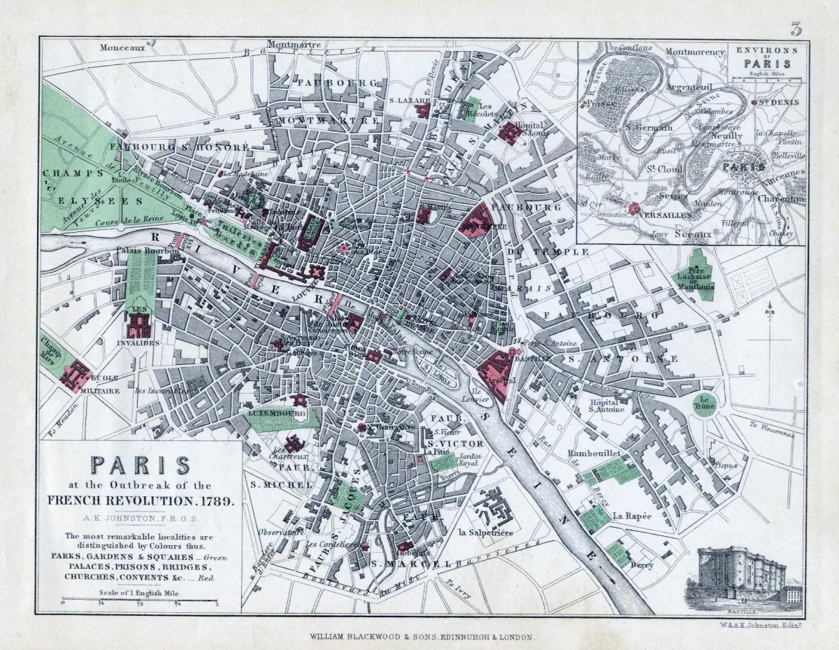 Kaart van Parijs in 1789