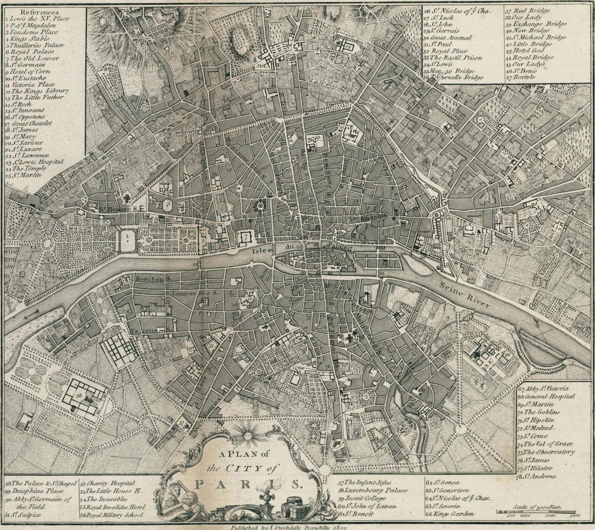 Kaart van Parijs 1800