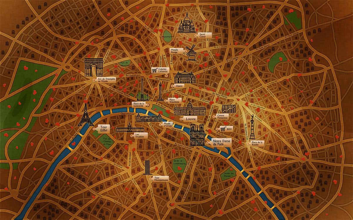 Kaart van Parijs behang