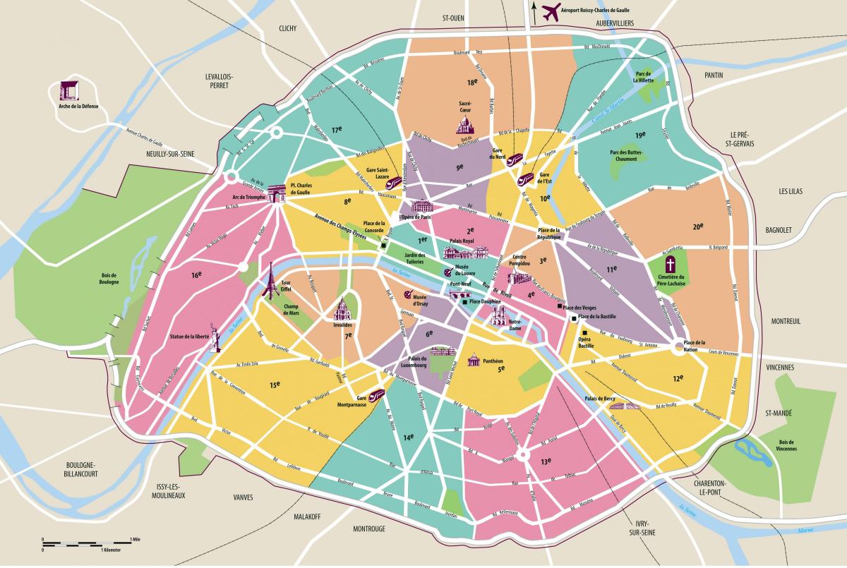 Kaart van Parijs in de intramurale