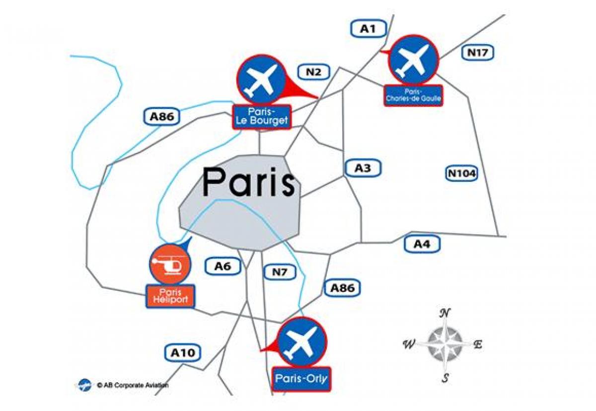Kaart van Parijs luchthaven