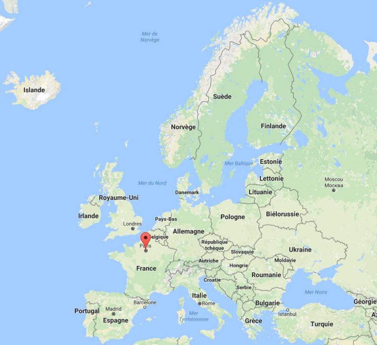 Kaart van parijs op de europese kaart
