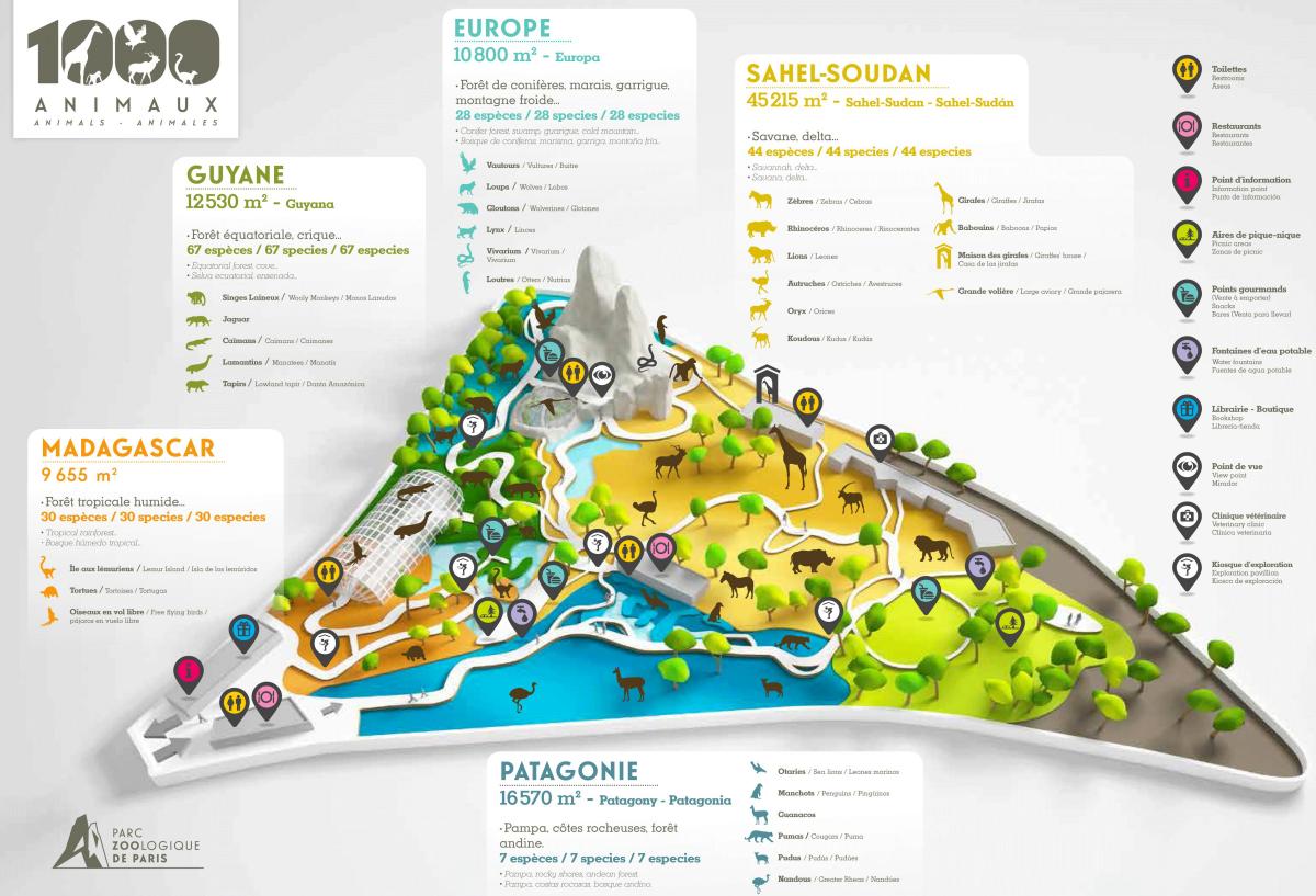 Kaart van Parijs Zoological Park