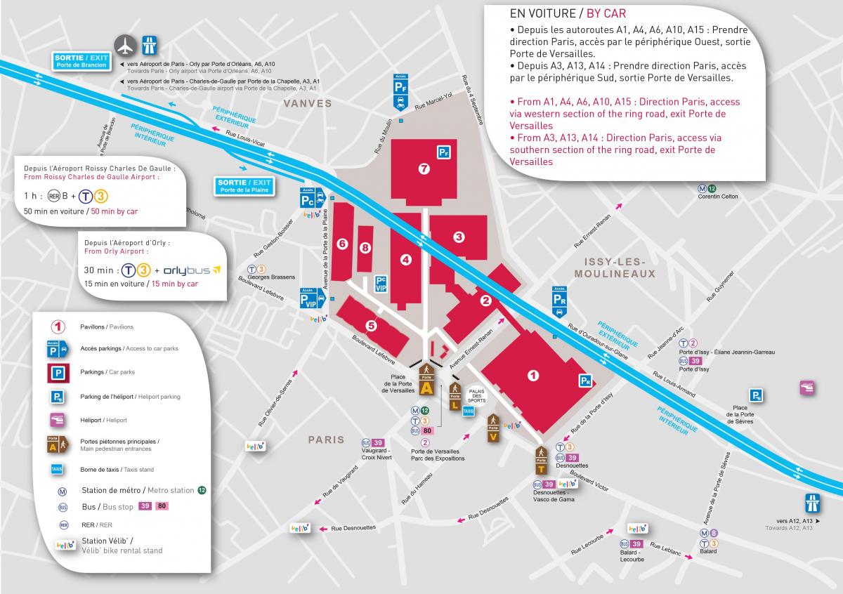 Kaart van Paris expo Porte de Versailles