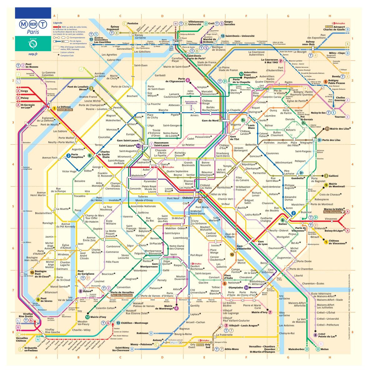 Kaart van Parijs in de metro