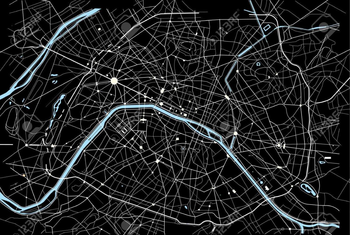 Kaart van Parijs in Zwart en Wit