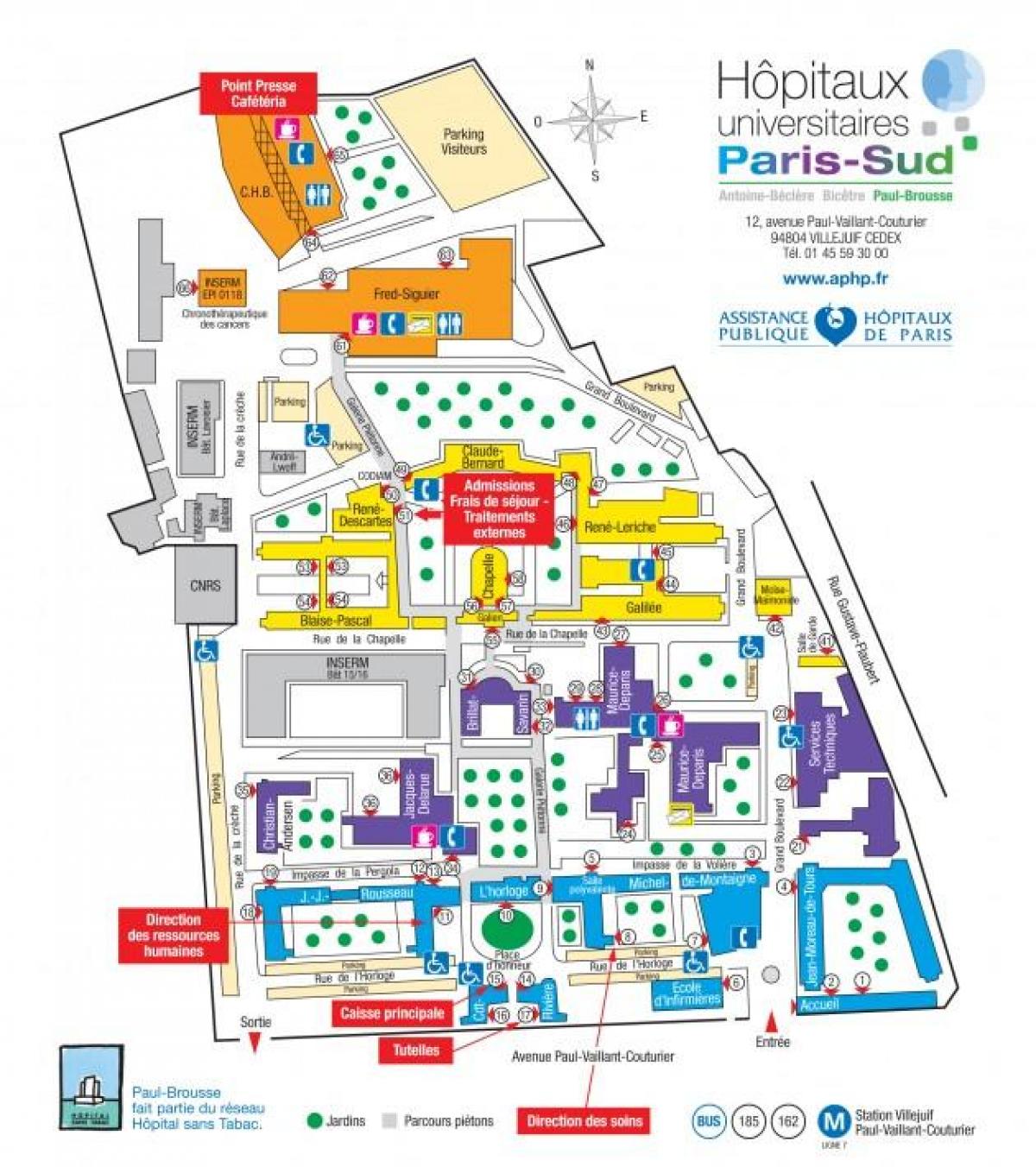 Kaart van Paul Brousse ziekenhuis