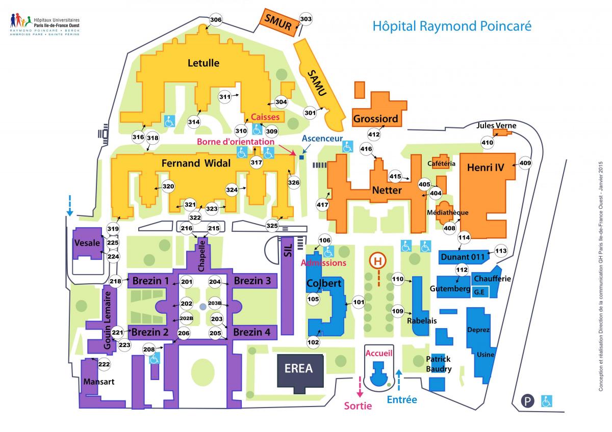 Kaart van Raymond-Poincaré ziekenhuis