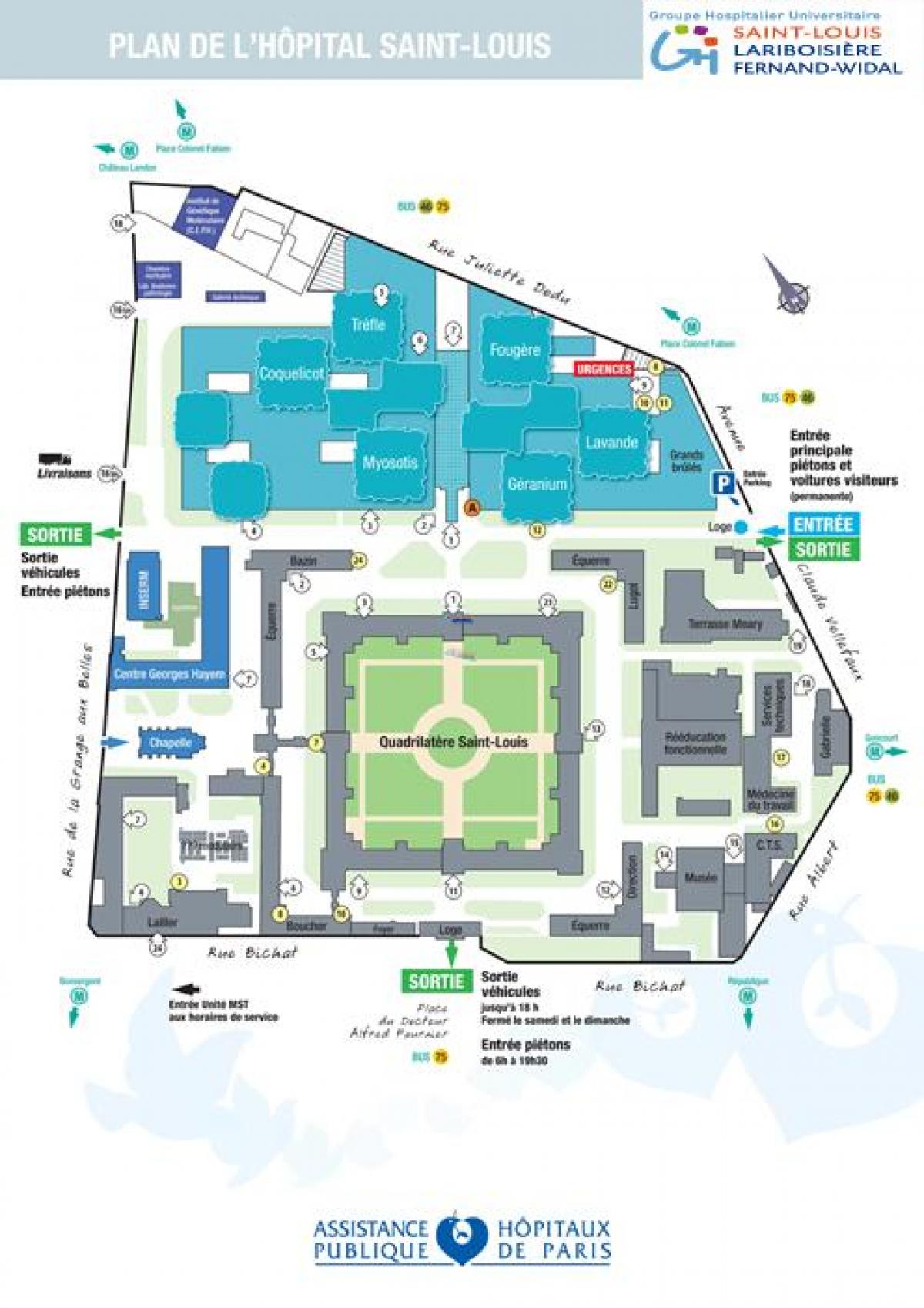 Kaart van Saint-Louis ziekenhuis