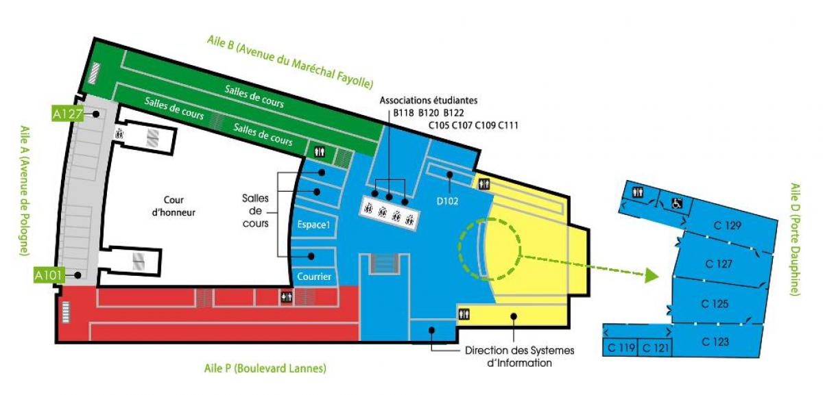 Kaart van Univesity Dauphine - verdieping 1