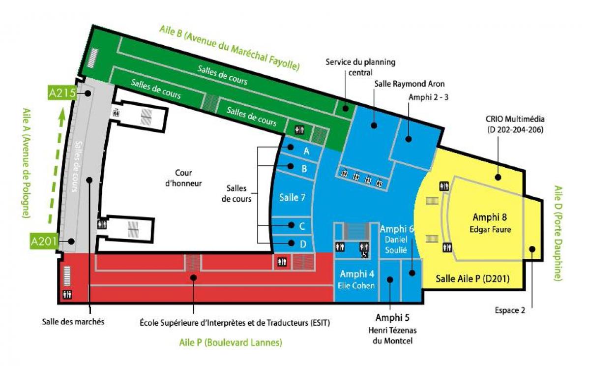Kaart van Univesity Dauphine - verdieping 2