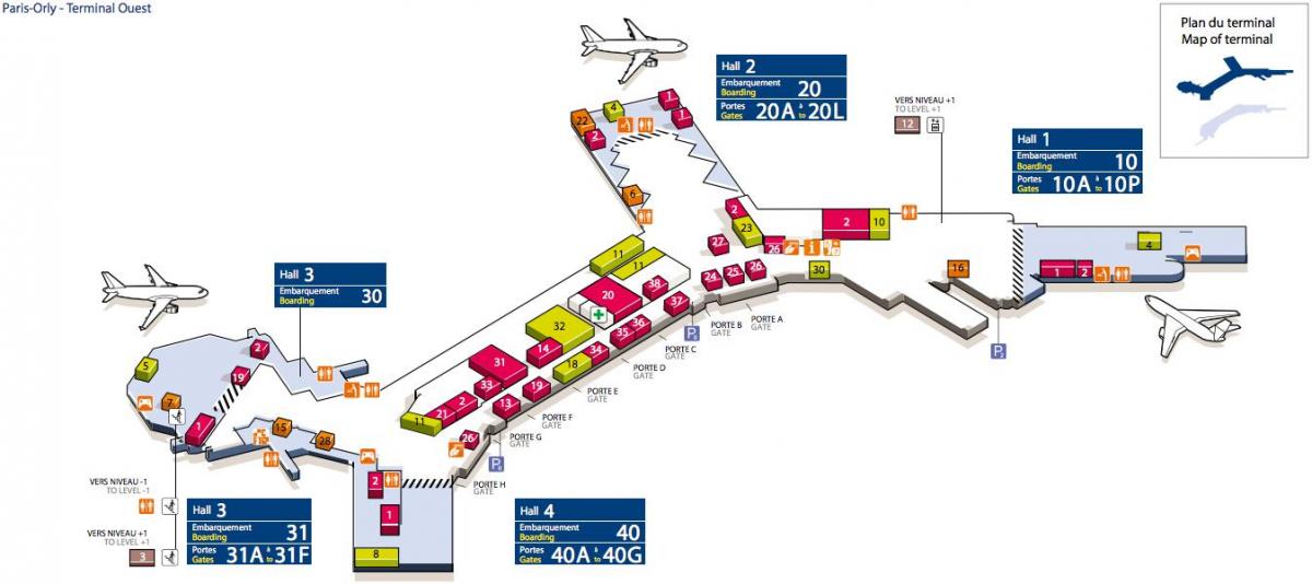 Kaart van West-Orly airport
