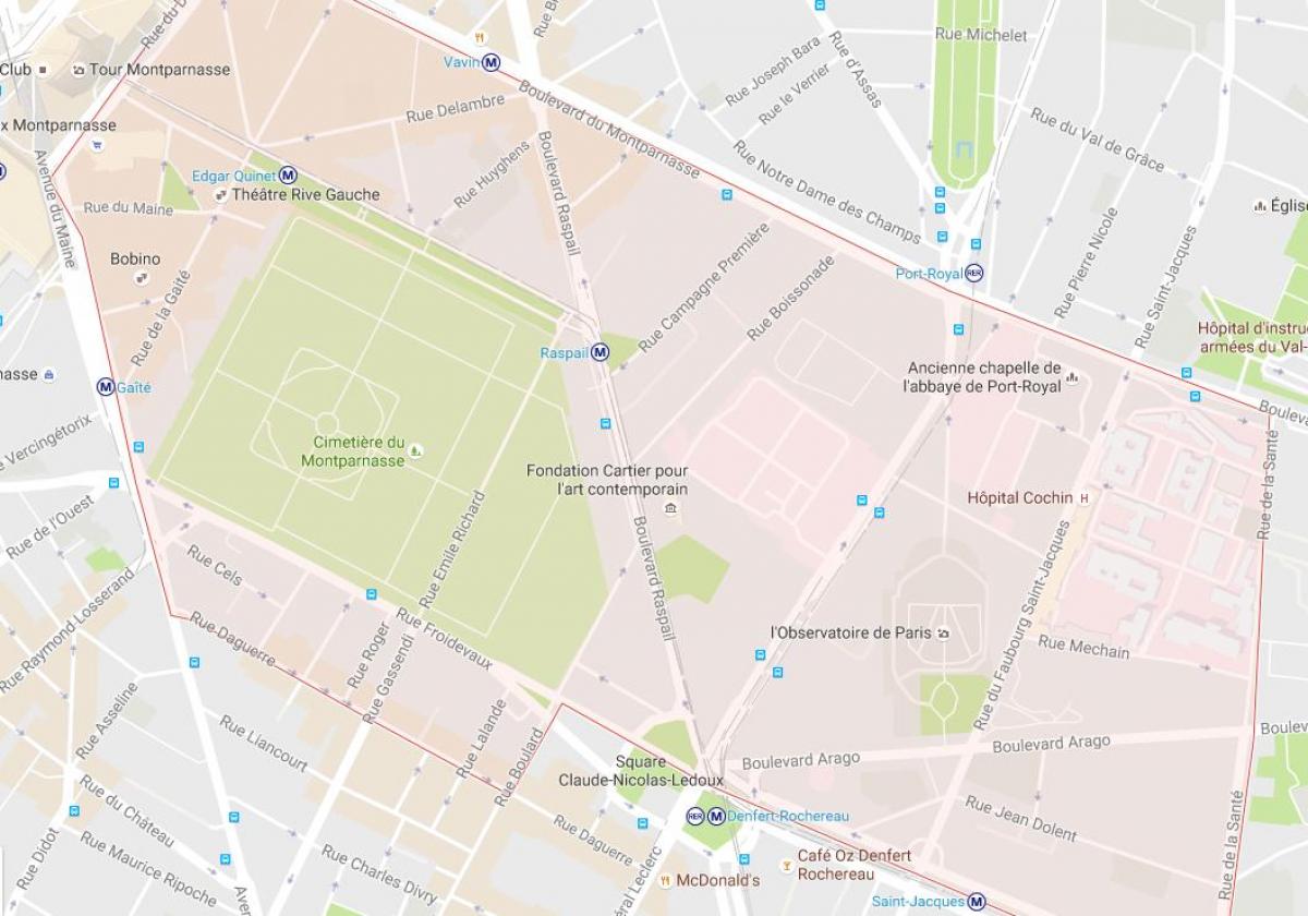 Kaart van de Wijk Montparnasse