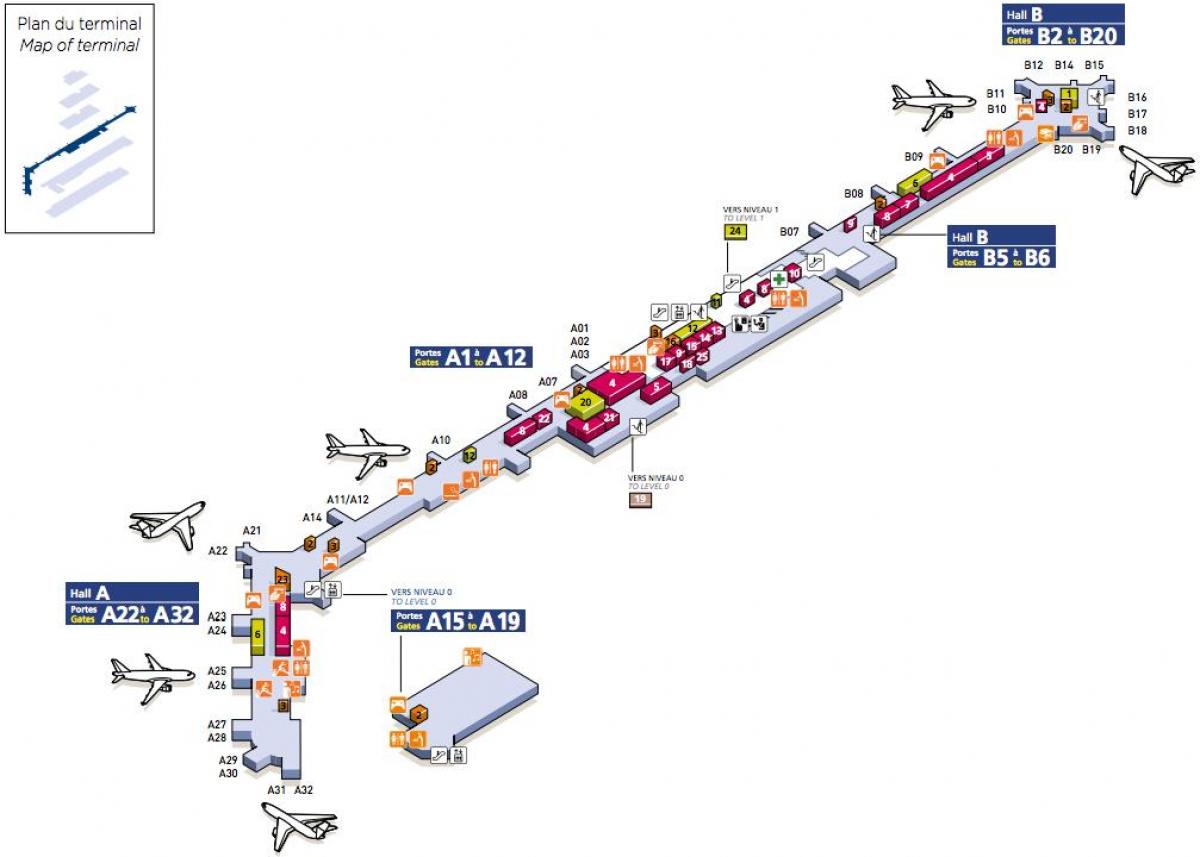 Kaart van Zuid-Orly airport
