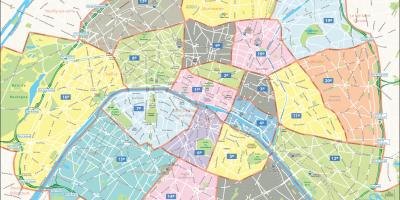 Kaart van de arrondissementen van Parijs