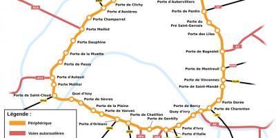 Kaart van de Boulevard Périphérique