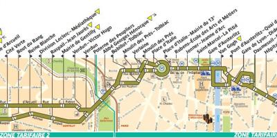 Kaart van de bus Parijs lijn 57