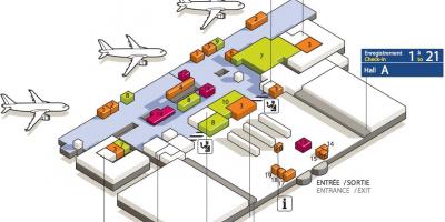 Kaart van CDG vliegveld terminal 3