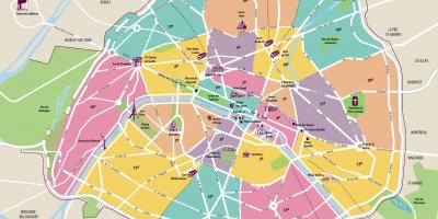 Kaart van de bezienswaardigheden van Parijs