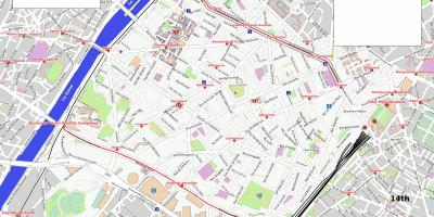Kaart van het 15e arrondissement van Parijs
